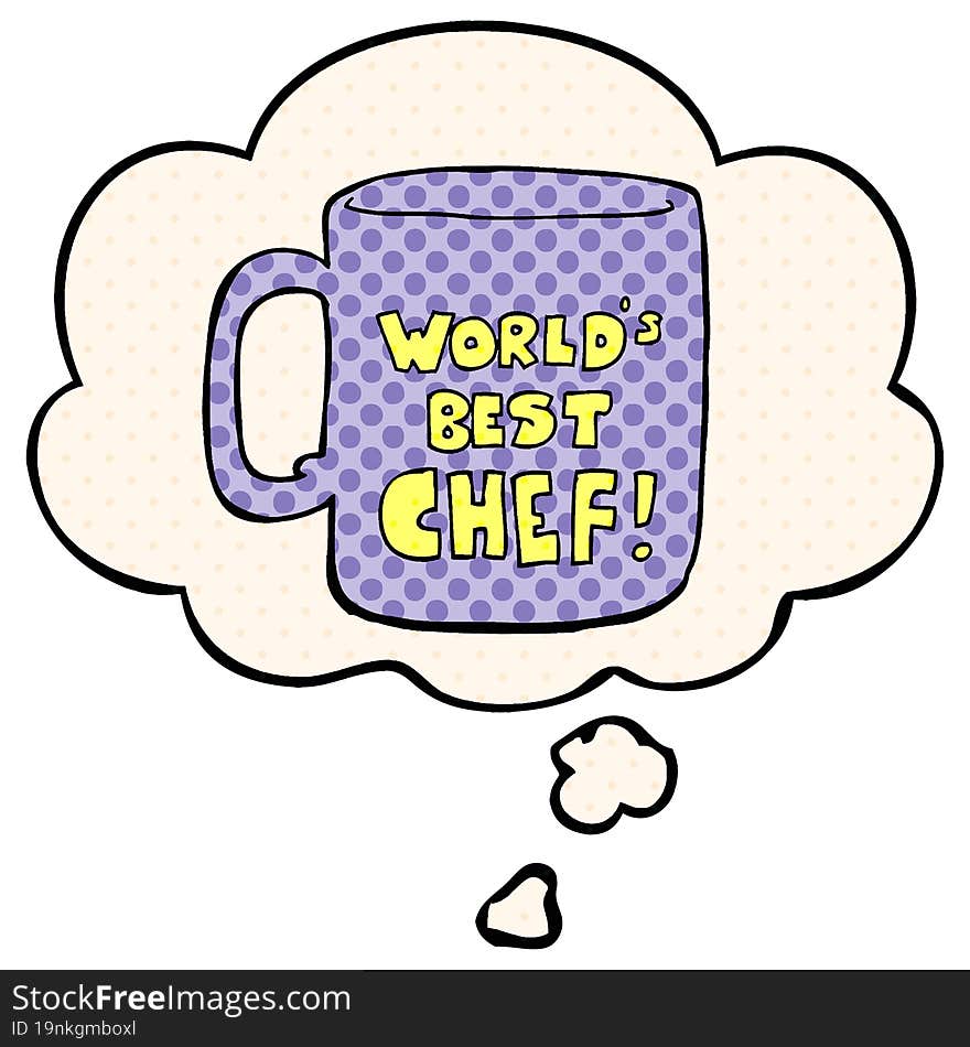 Worlds Best Chef Mug And Thought Bubble In Comic Book Style