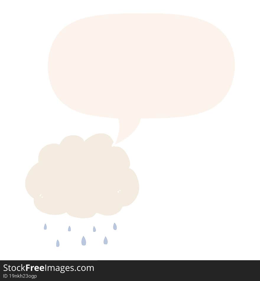 cartoon rain cloud and speech bubble in retro style