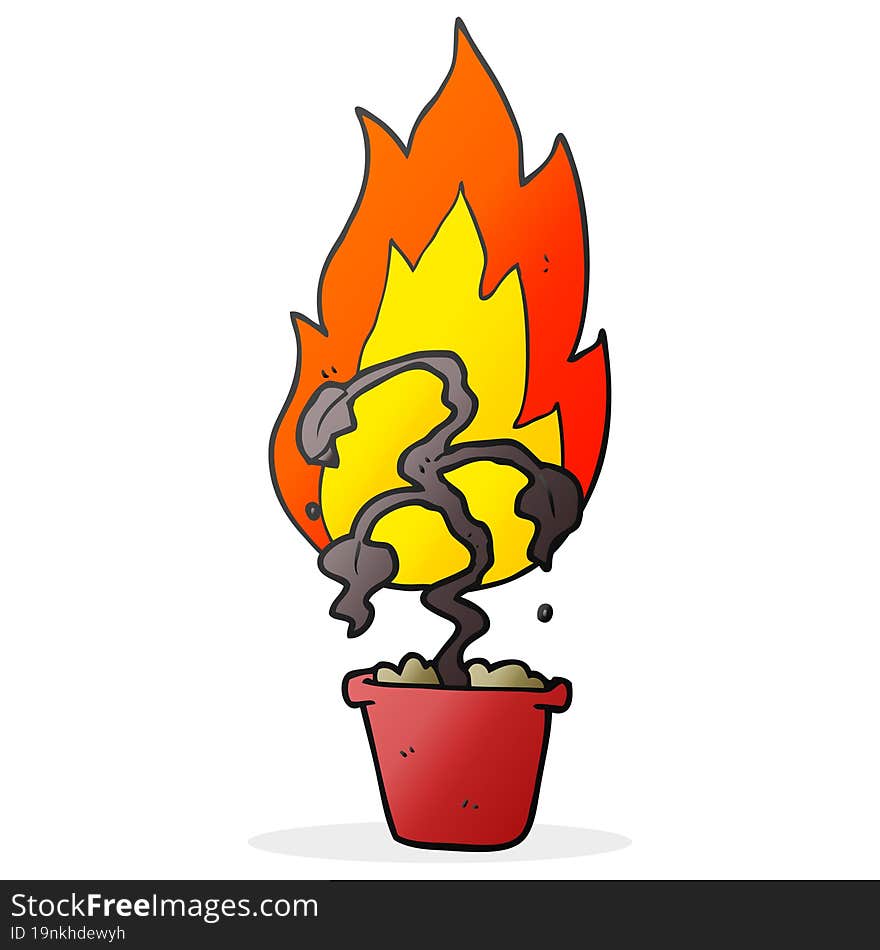 cartoon burning plant