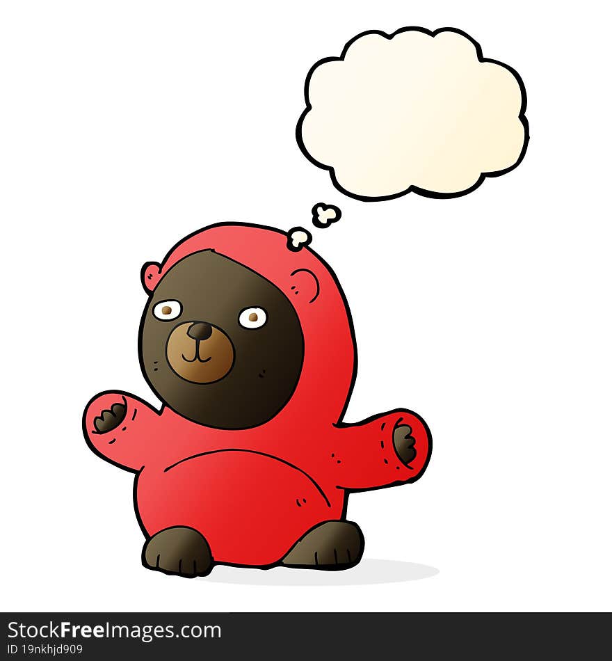 Cute Cartoon Black Bear With Thought Bubble