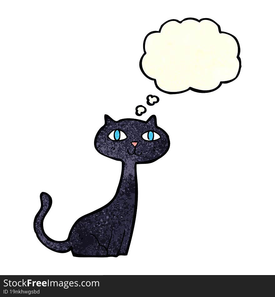 Cartoon Black Cat With Thought Bubble