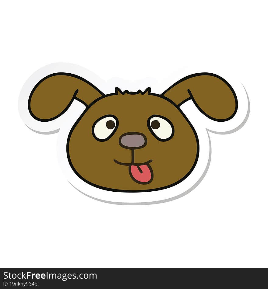 sticker of a quirky hand drawn cartoon dog face