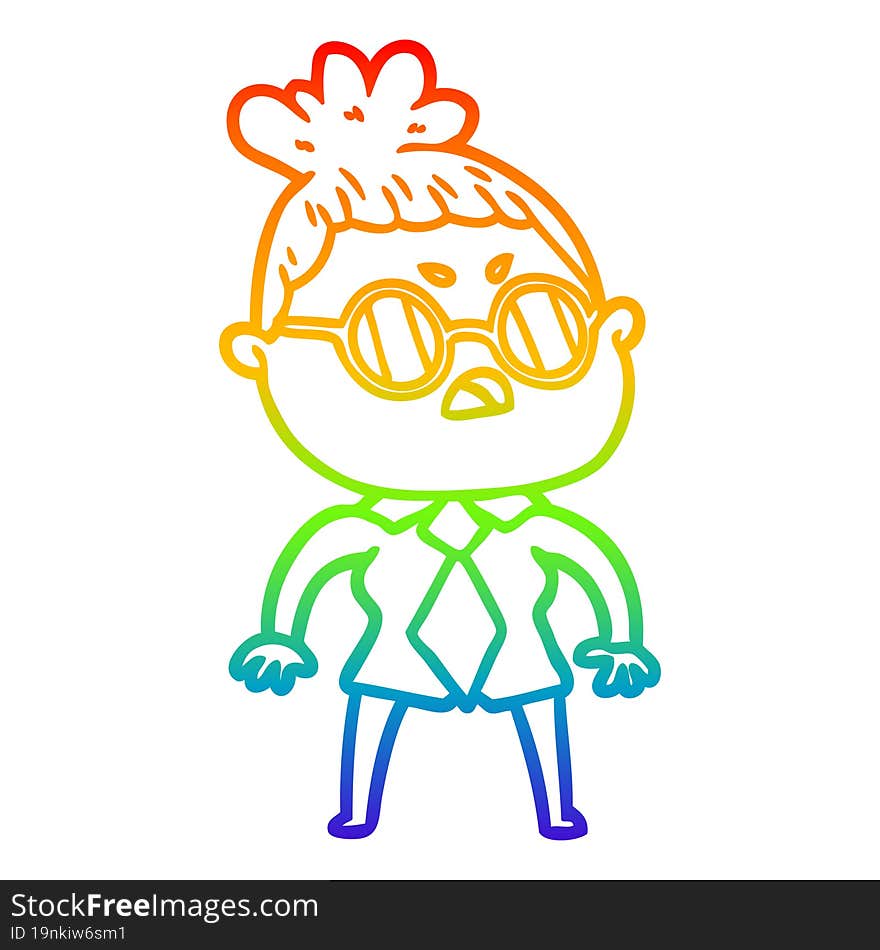 rainbow gradient line drawing cartoon annoyed woman