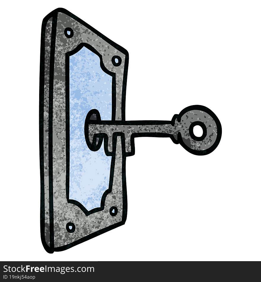 Textured Cartoon Doodle Of A Door Handle