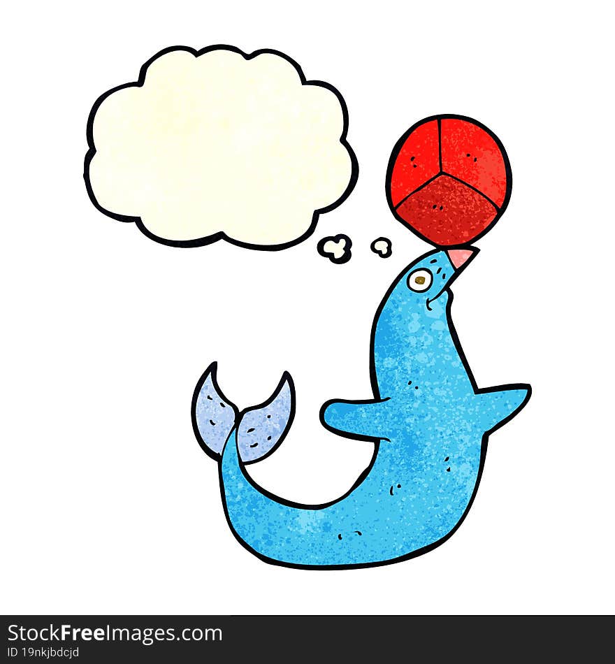 Cartoon Performing Seal With Thought Bubble