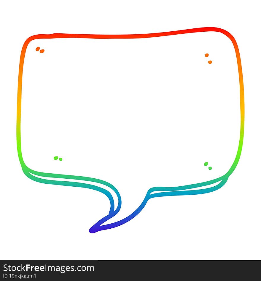 rainbow gradient line drawing of a cartoon speech bubble