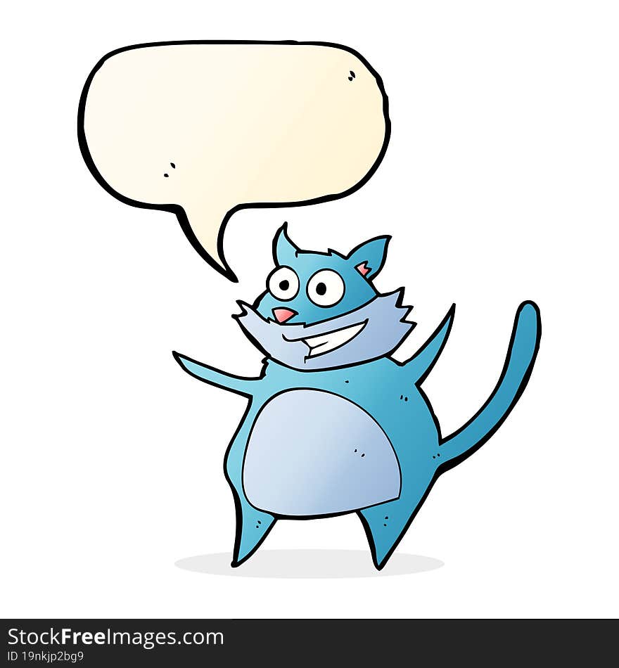 funny cartoon cat with speech bubble