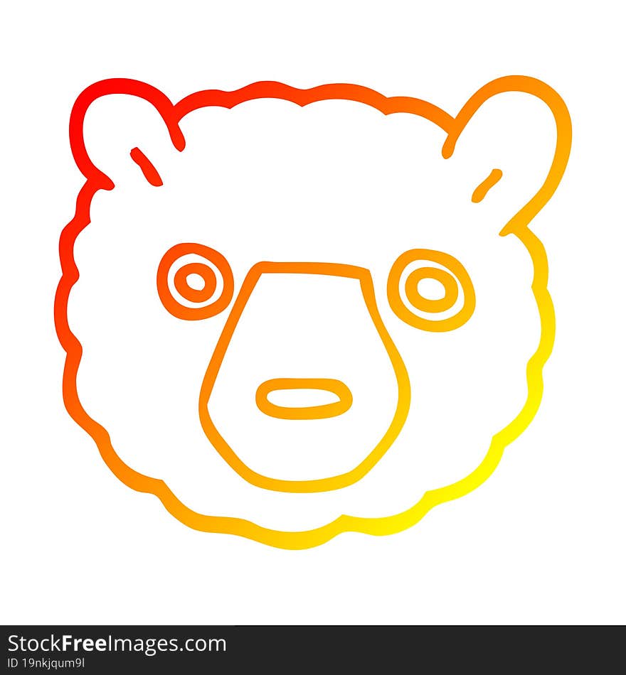 warm gradient line drawing cartoon polar bear face