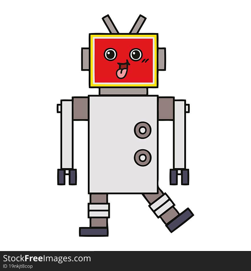 Cute Cartoon Happy Robot