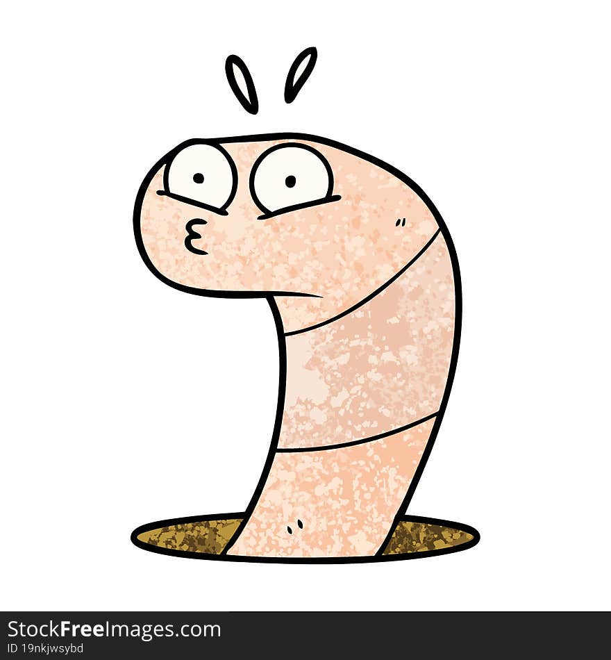 cartoon surprised worm. cartoon surprised worm