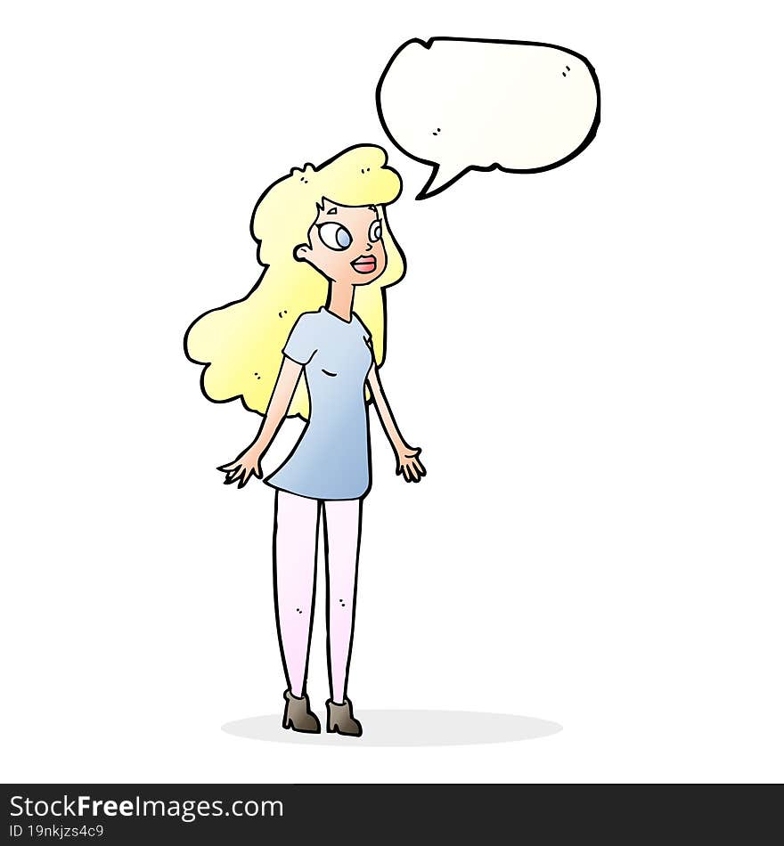 cartoon pretty girl with speech bubble