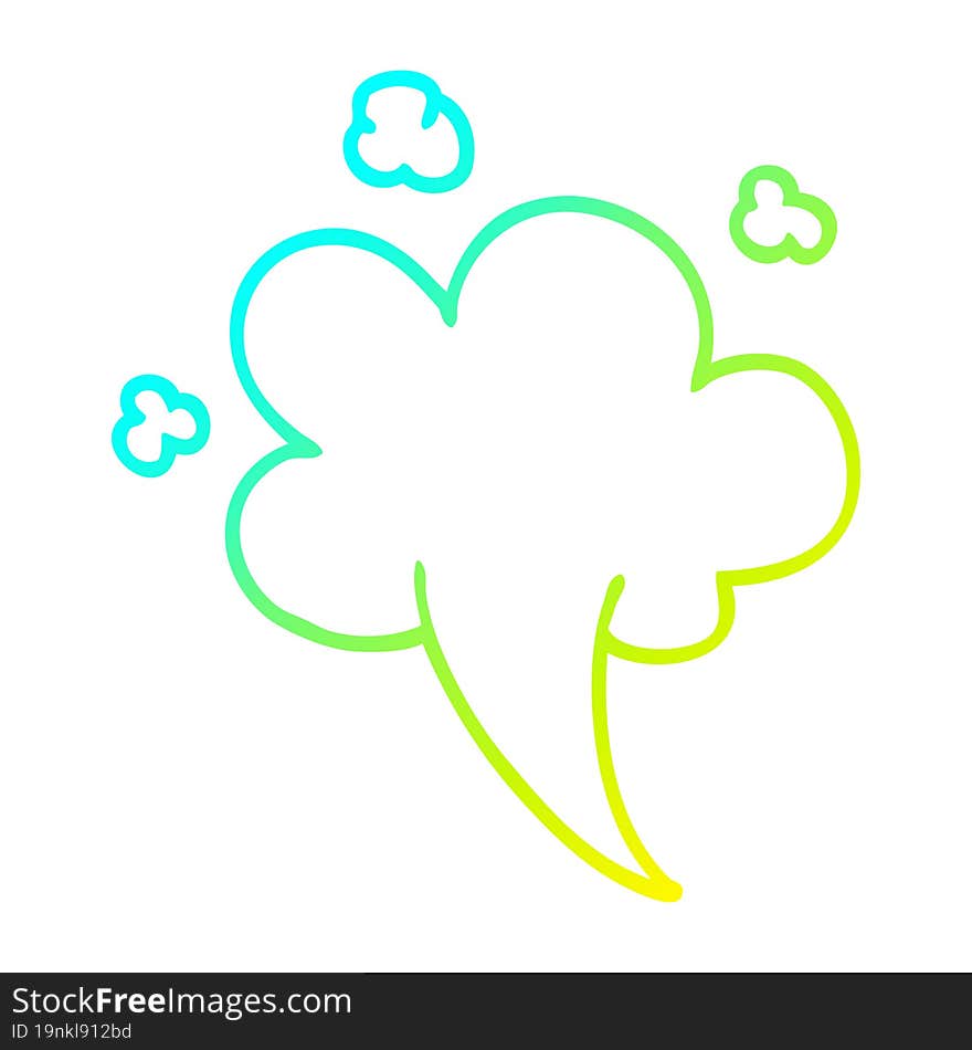 Cold Gradient Line Drawing Cartoon Whooshing Cloud