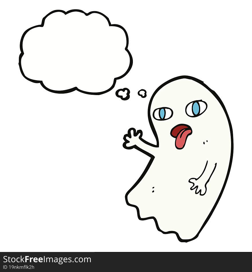 funny cartoon ghost with thought bubble