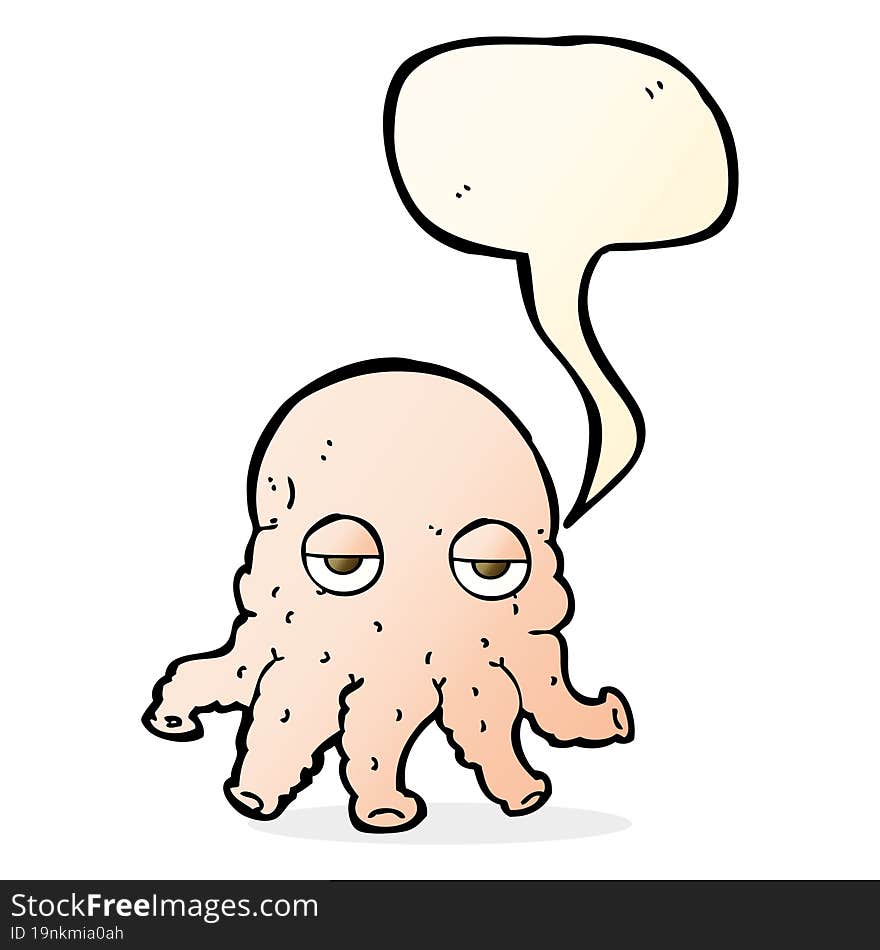 cartoon alien squid face with speech bubble