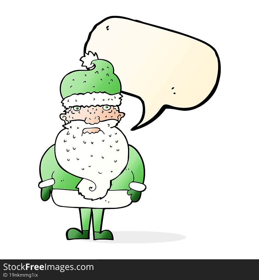 cartoon santa claus with speech bubble