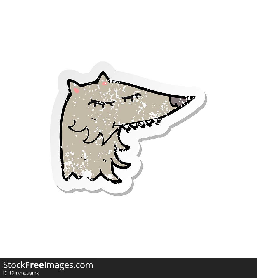 retro distressed sticker of a cartoon wolf