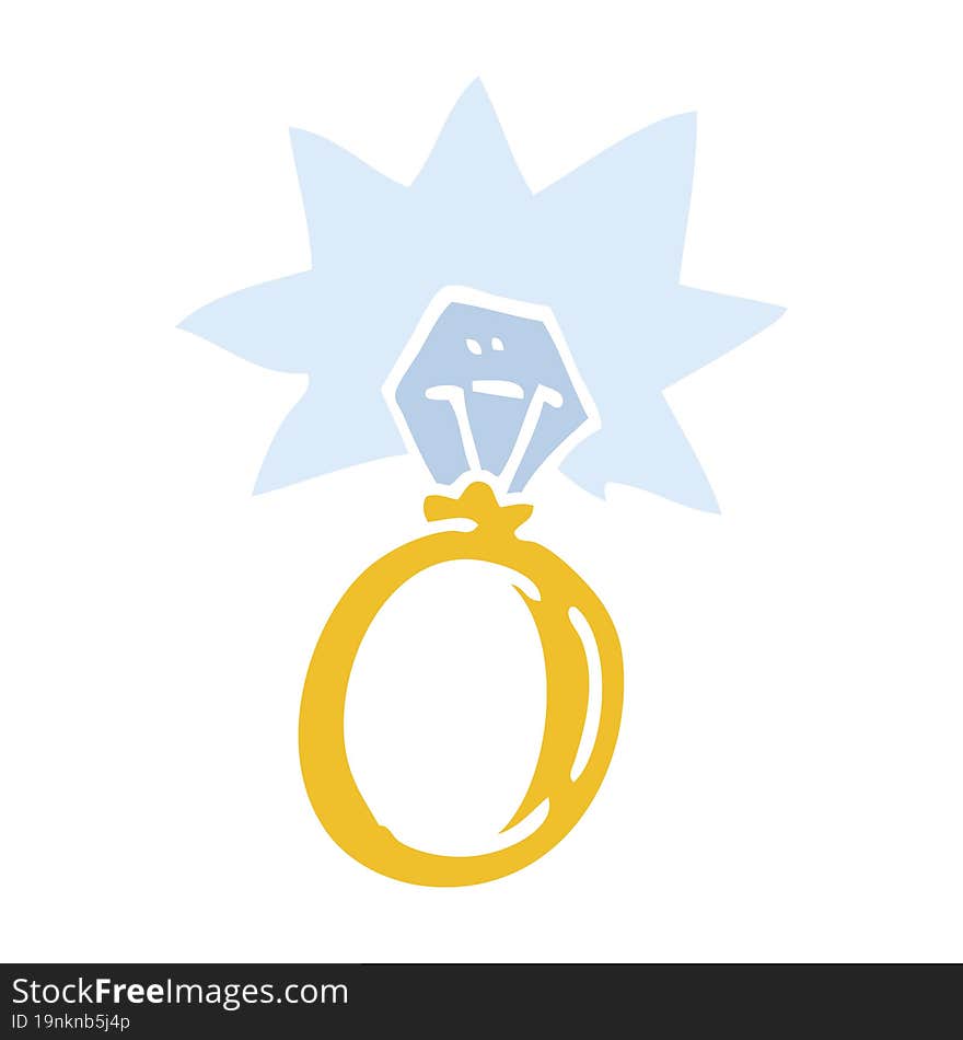 flat color illustration cartoon engagement ring