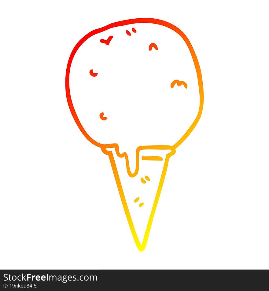 warm gradient line drawing cartoon ice cream cone