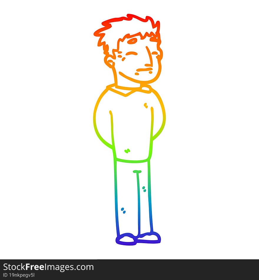 rainbow gradient line drawing cartoon man standing