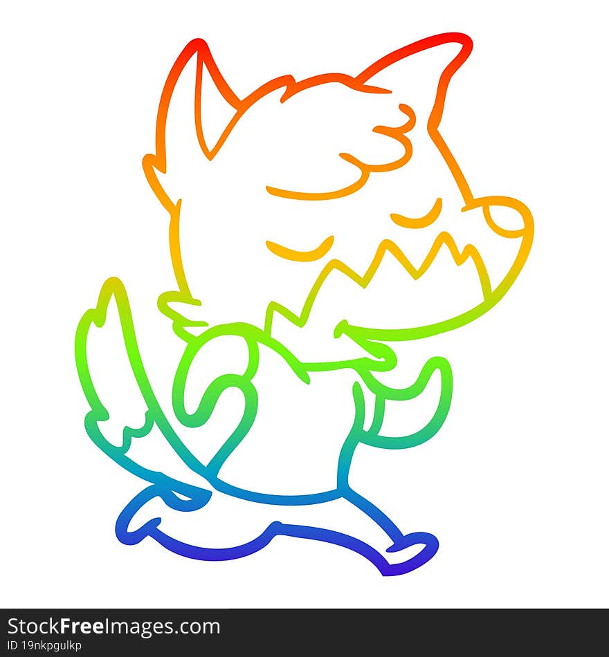 rainbow gradient line drawing friendly cartoon fox running