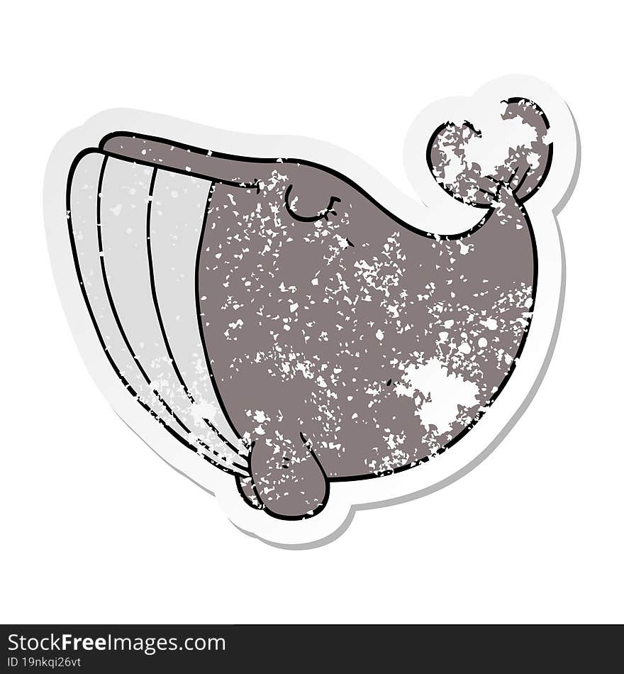 distressed sticker of a cartoon whale