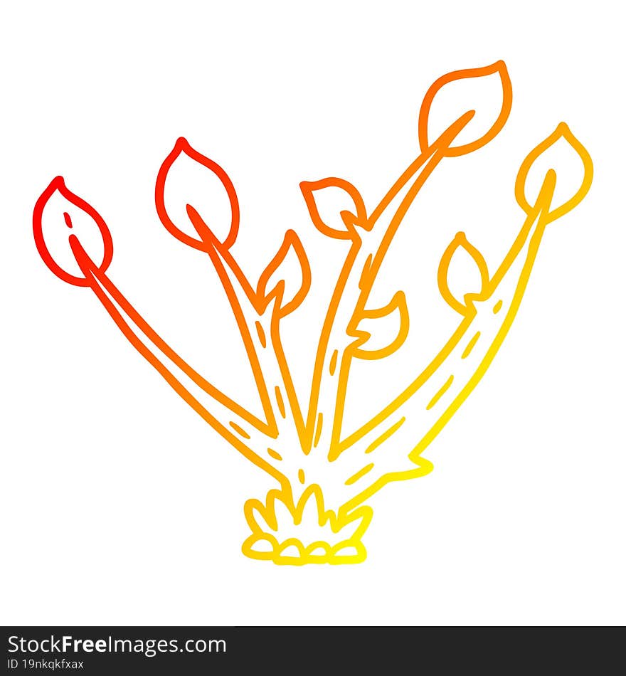 warm gradient line drawing cartoon sprouting plant