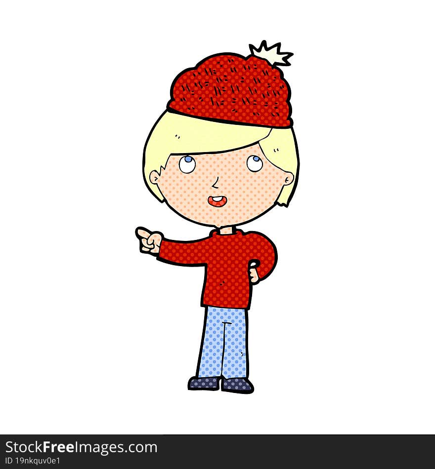 Cartoon Man Wearing Winter Hat