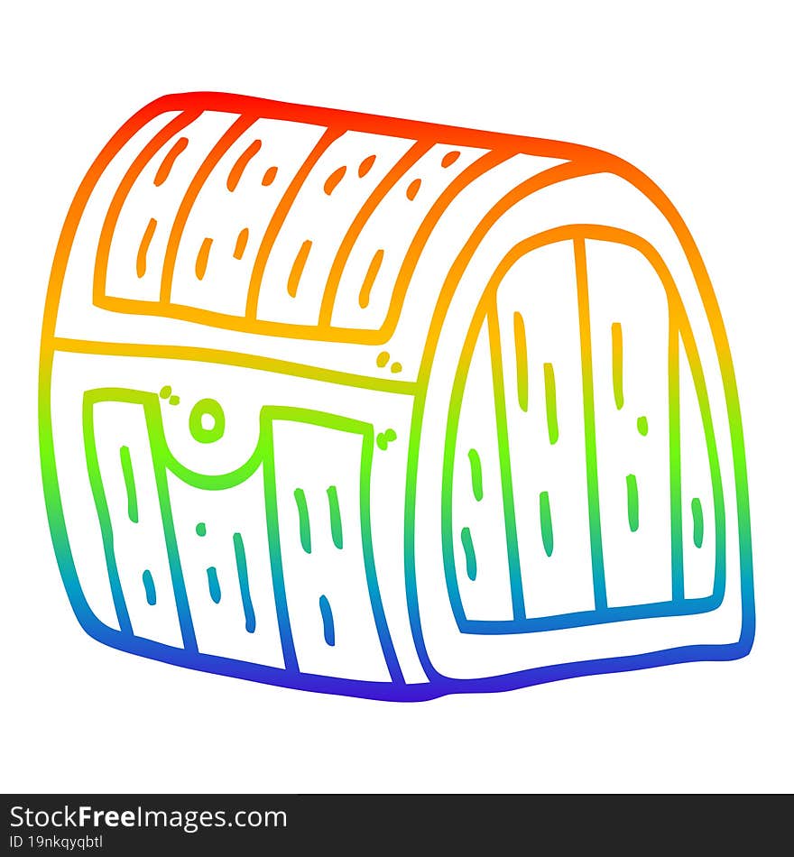 rainbow gradient line drawing cartoon treasure chest