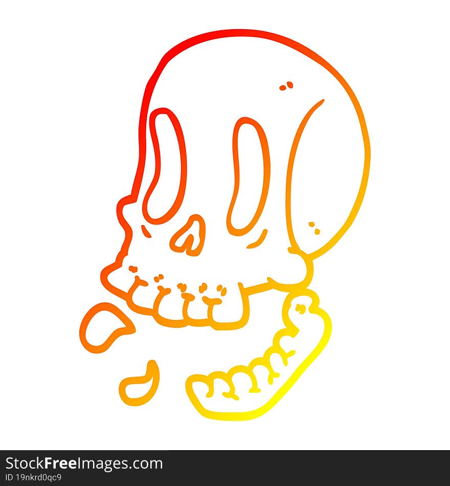 warm gradient line drawing cartoon skull