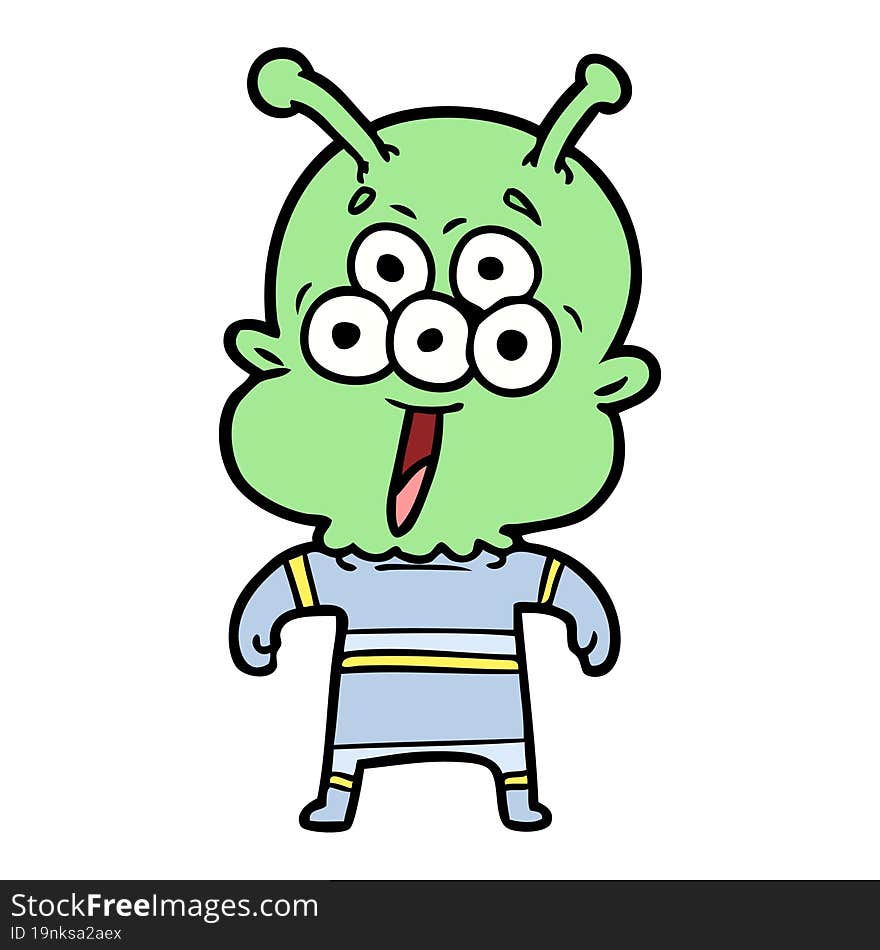 happy cartoon alien. happy cartoon alien