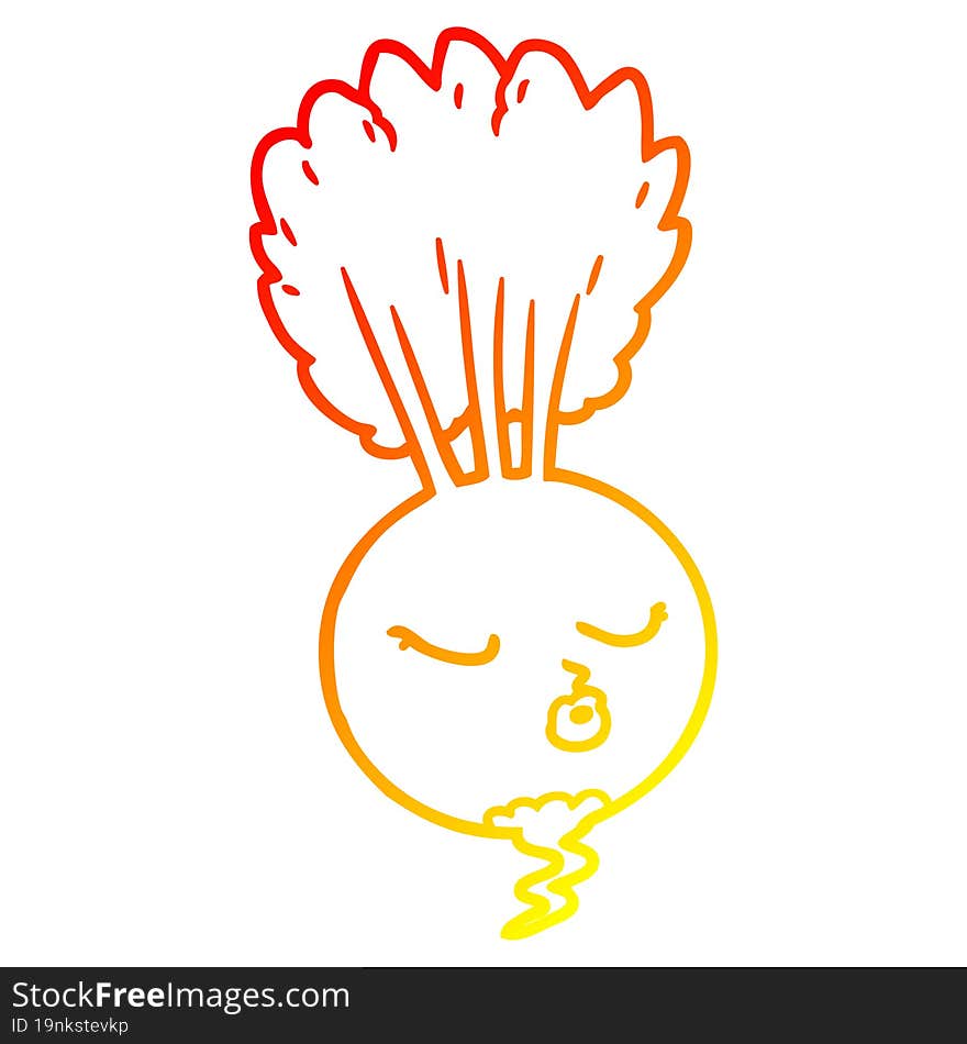 warm gradient line drawing cartoon root vegetable