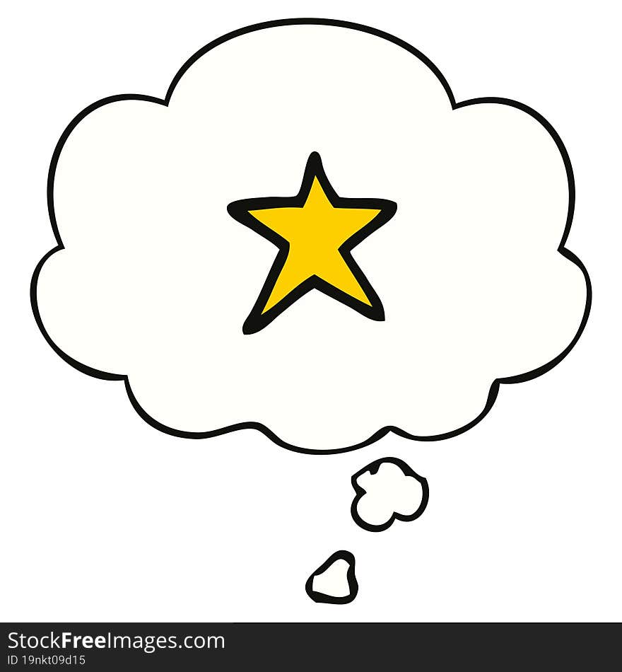 cartoon star symbol and thought bubble