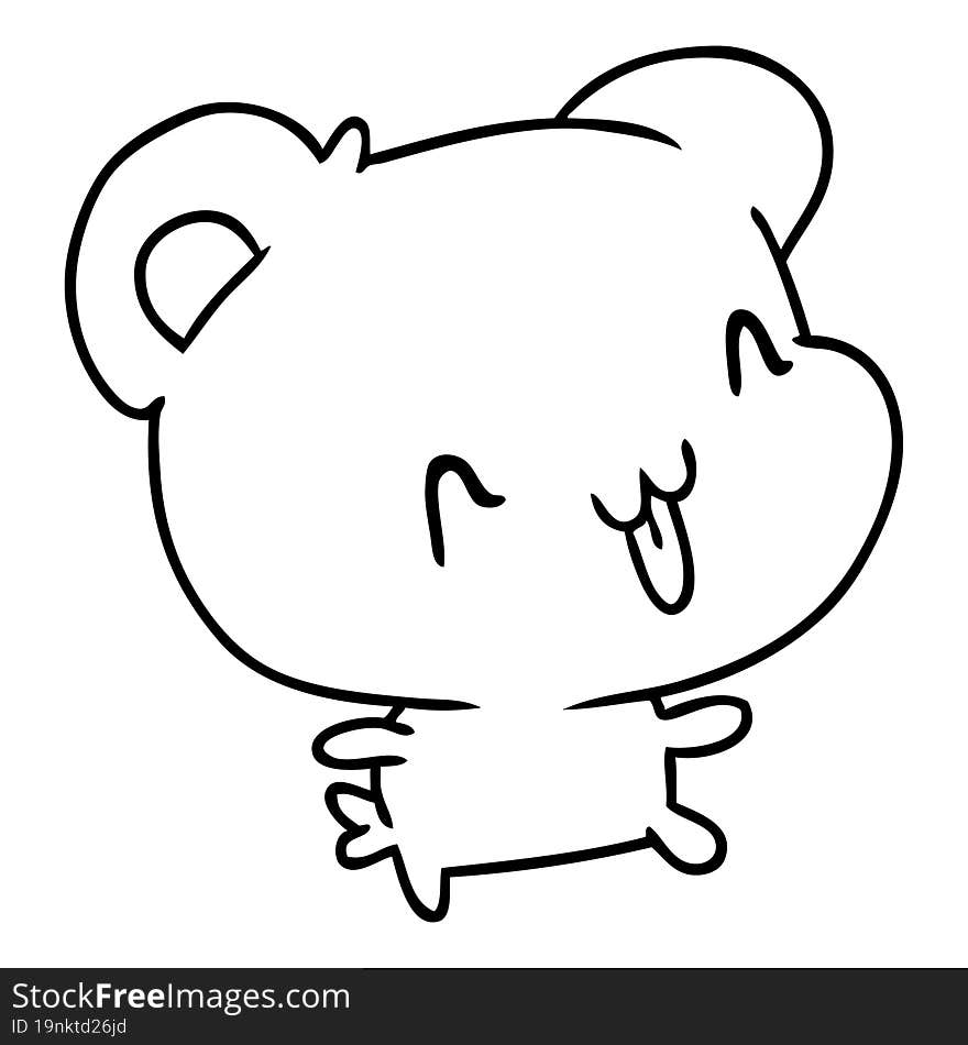 line drawing kawaii cute happy bear