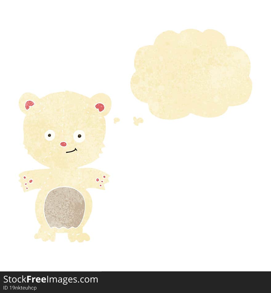 cartoon polar bear cub with thought bubble