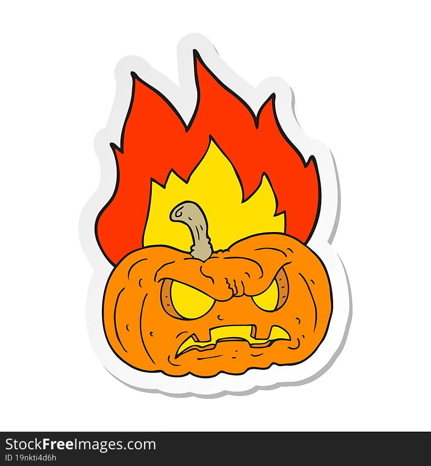 sticker of a cartoon halloween pumpkin