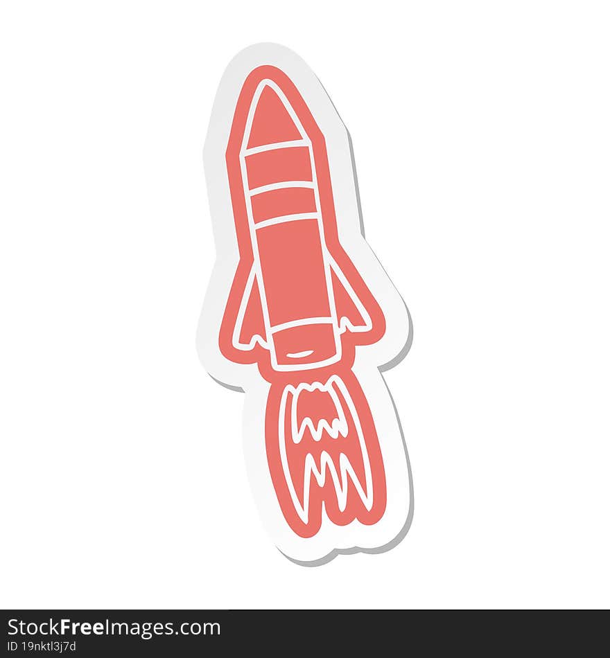 cartoon sticker of a space rocket