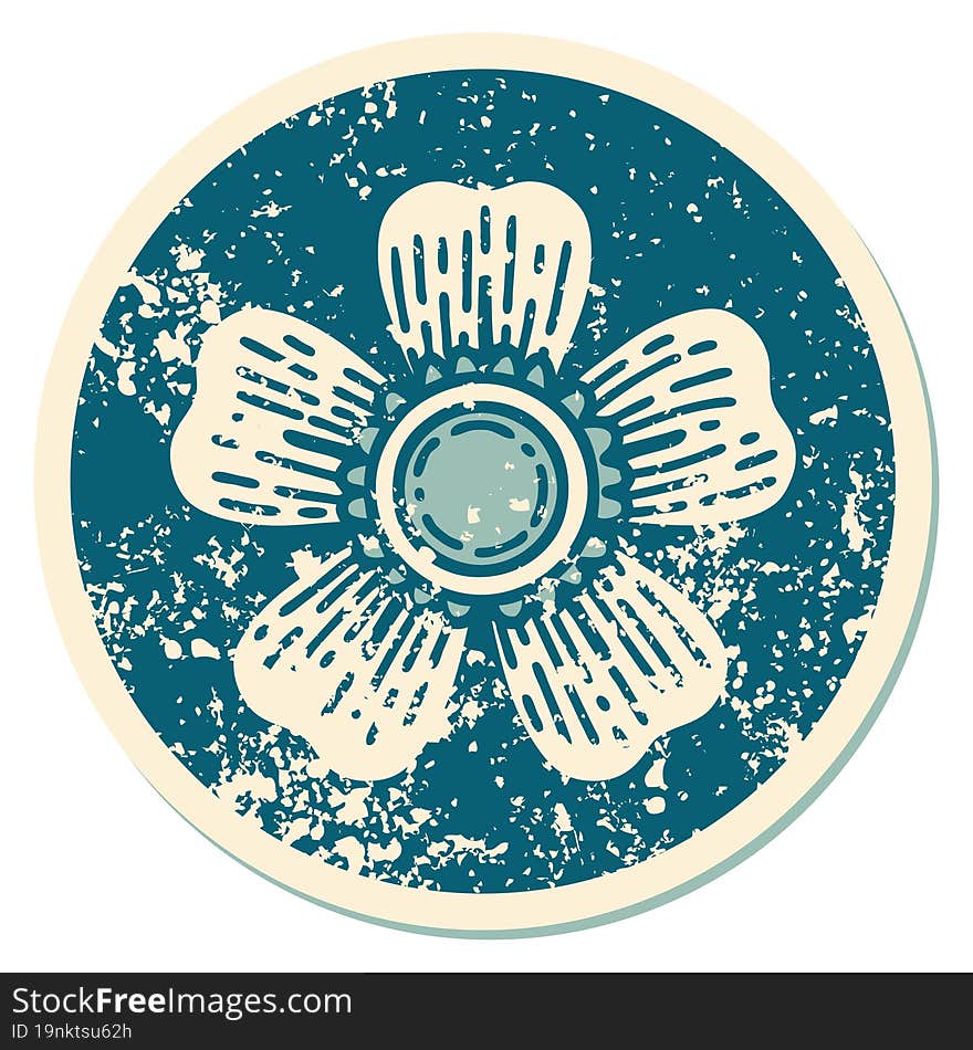 distressed sticker tattoo style icon of a flower