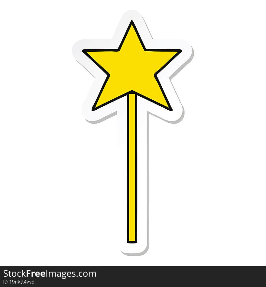 Sticker Of A Cute Cartoon Star Wand