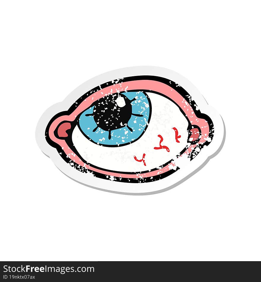 retro distressed sticker of a cartoon spooky eye