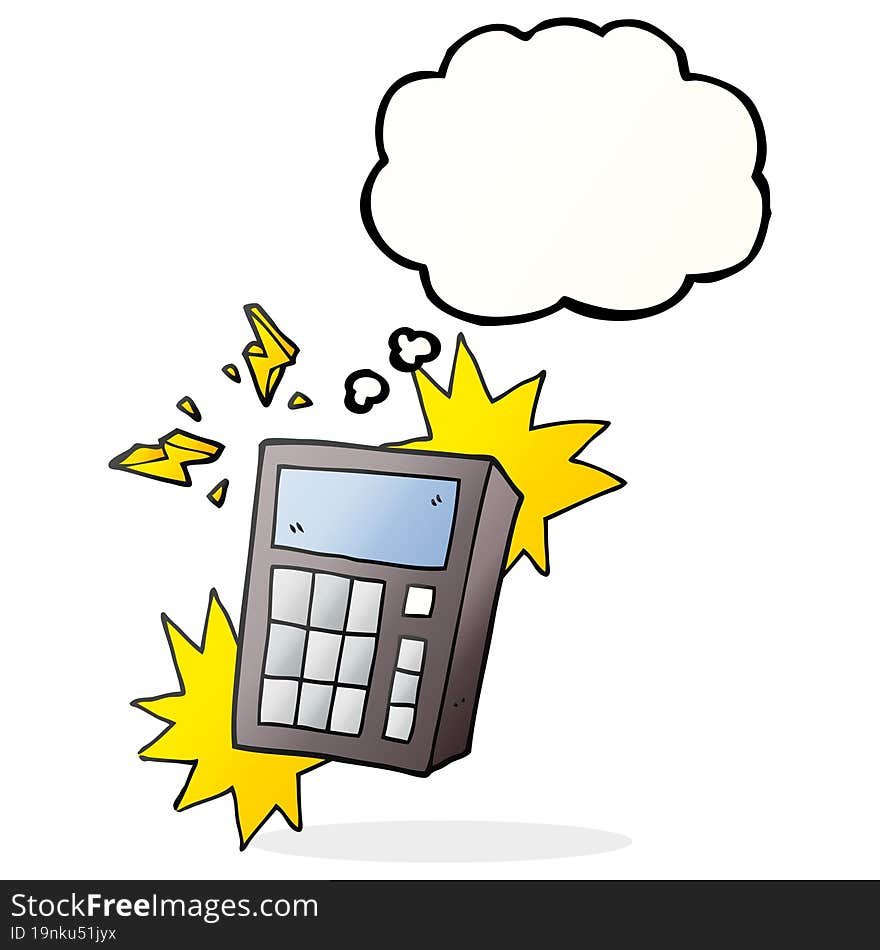 freehand drawn thought bubble cartoon calculator