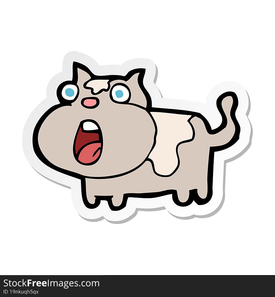 sticker of a cartoon shocked cat