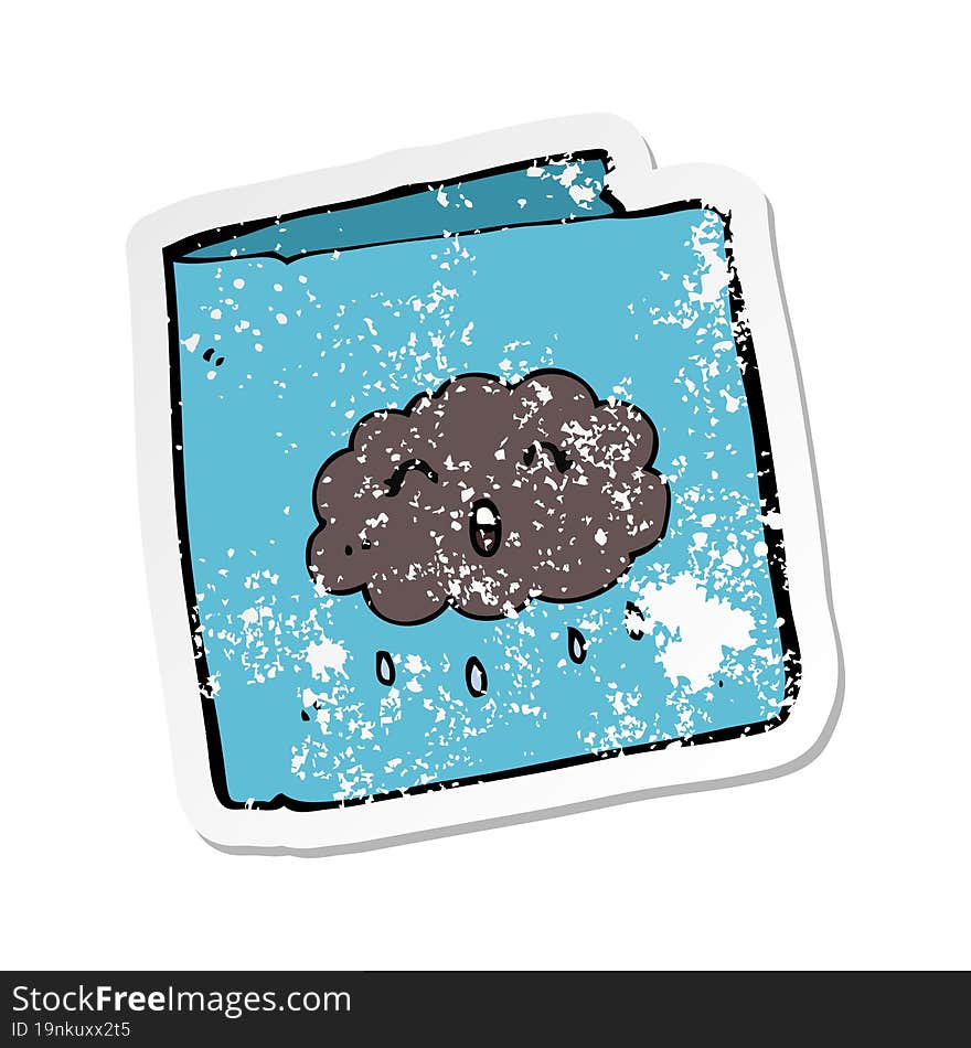 Retro Distressed Sticker Of A Cartoon Card With Cloud Pattern