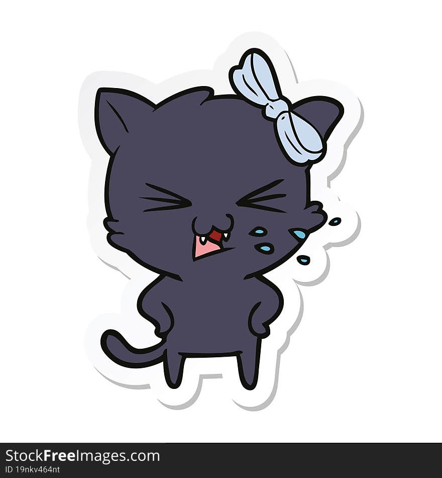 Sticker Of A Cartoon Cat