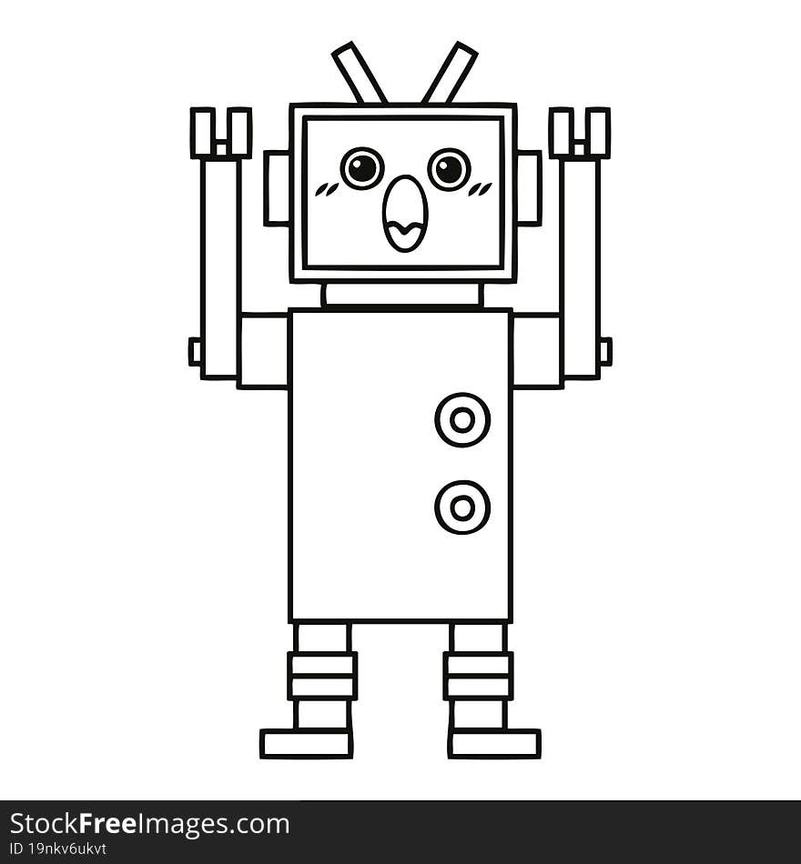 line drawing cartoon of a robot. line drawing cartoon of a robot