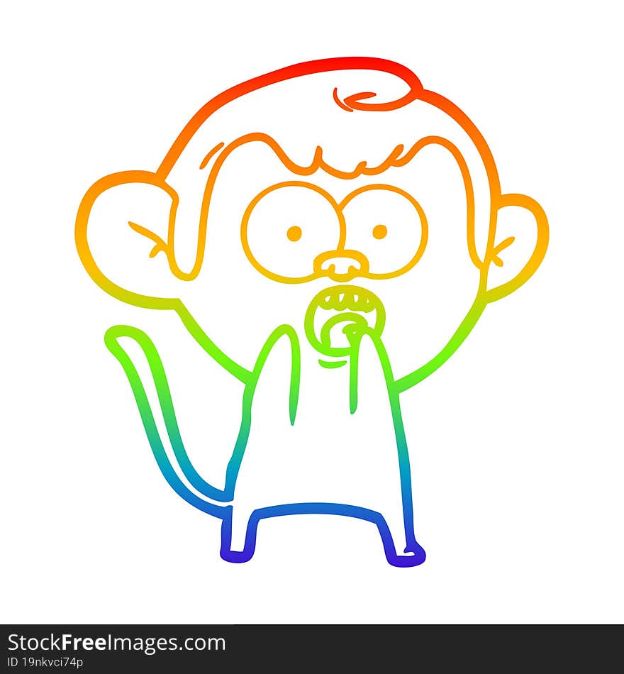 rainbow gradient line drawing cartoon shocked monkey