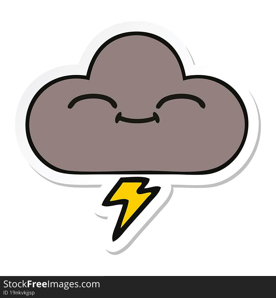 Sticker Of A Cute Cartoon Storm Cloud