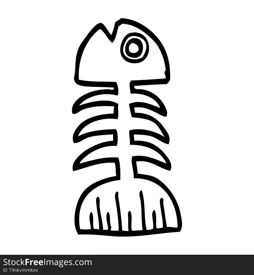 Line Drawing Cartoon Fish Bones