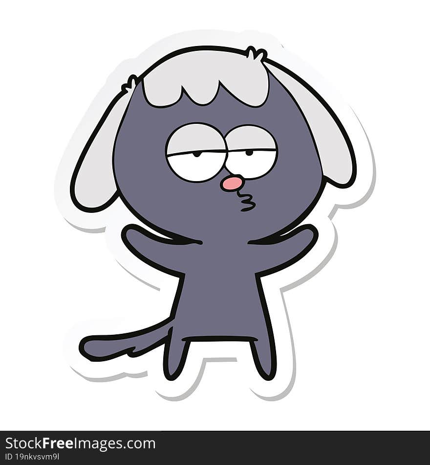 sticker of a cartoon bored dog