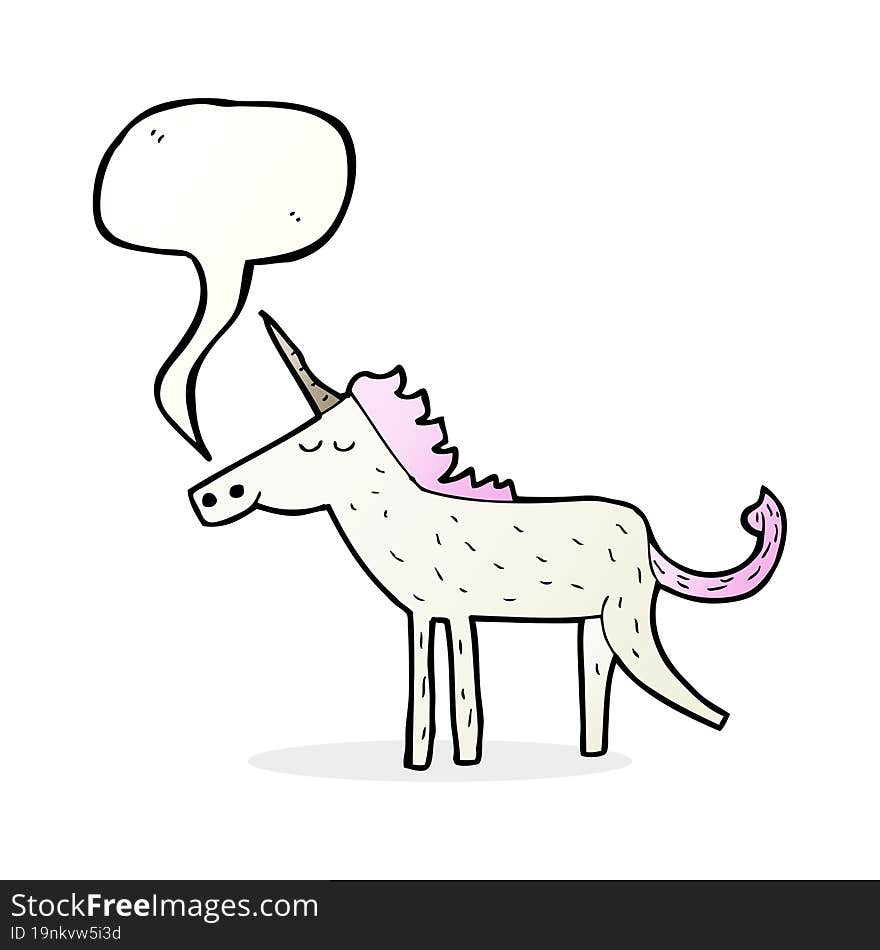 Cartoon Unicorn With Speech Bubble