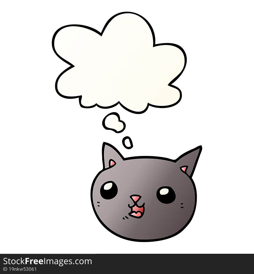 cartoon cat and thought bubble in smooth gradient style